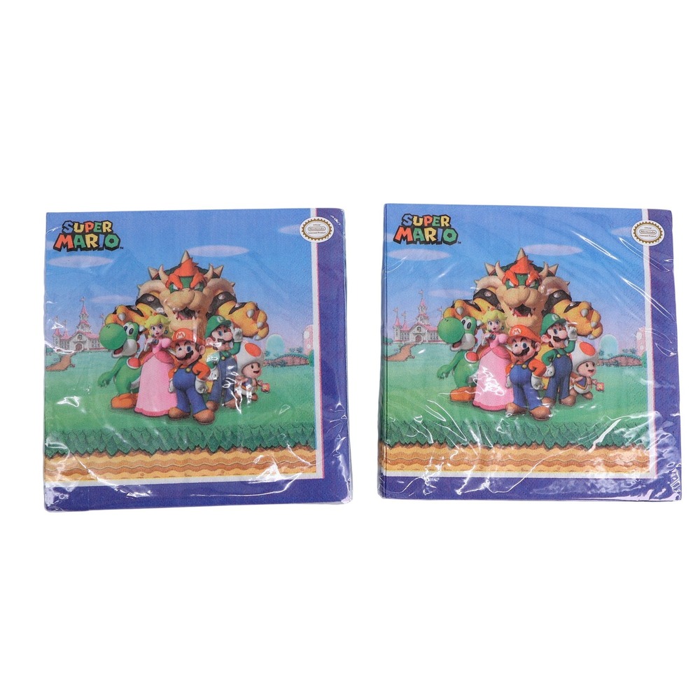 2 Packs Super Mario Nintendo‎ Paper Napkins Party Supplies Birthday Decorations